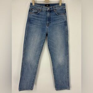 NWOT 7 For All Mankind High Waisted Cropped Straight Blue 26